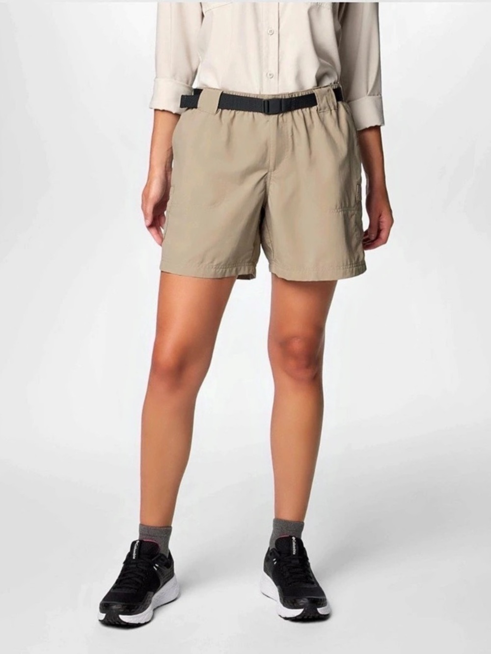 Columbia Sandy River Cargo Shorts Women's Khaki Quick Dry Nylon Hiking Size S